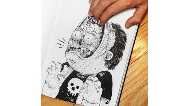 Illustrazione in cui il disegnatore "spella" il suo personaggio