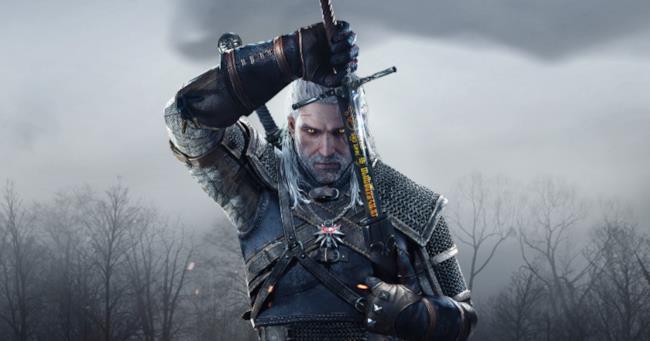 Geralt di Rivia, lo strigo Geralt di Rivia sfodera la sua spada magica