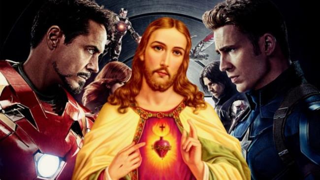 Jesus Avengers Gesù con Iron Man e Captain America