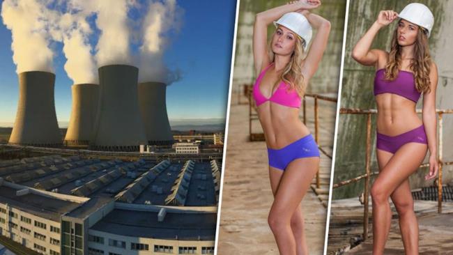 Centrale nucleare assume in base a quanto sei bella in bikini A sinistra la centrale e a destra due delle partecipanti