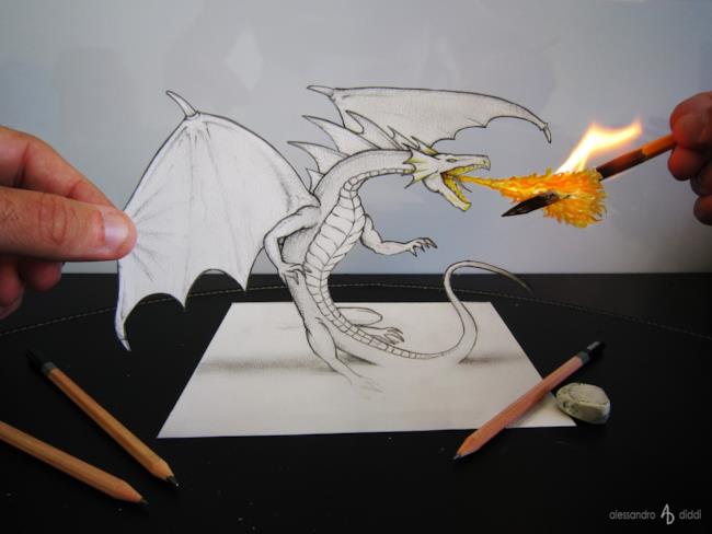 Drago di carta che sputafuoco