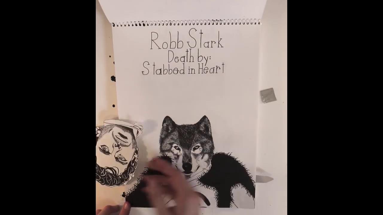 La testa di Vento Grigio cucita sul corpo di Robb Stark