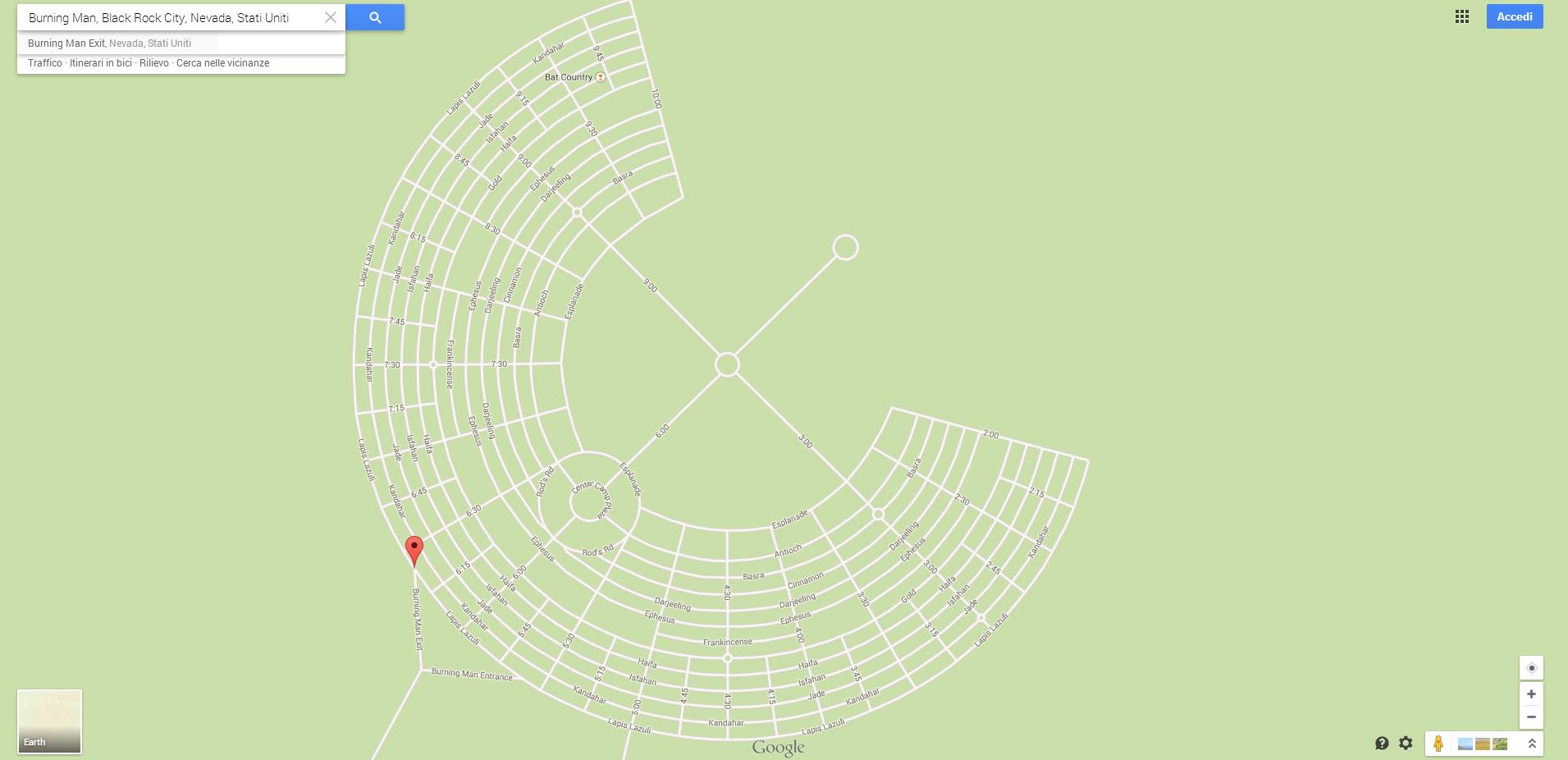 Mappa Burning Man Festival su Google Maps