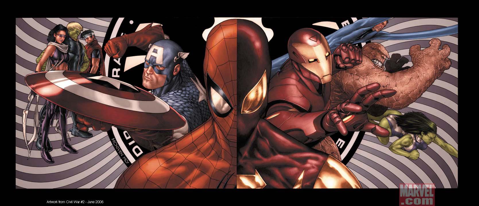 La cover di uno dei volumi di Civil War con Spider-Man