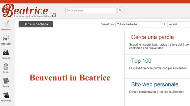 Beatrice è il nuovo social italiano Beatrice è il nuovo social network sulla lingua italiana