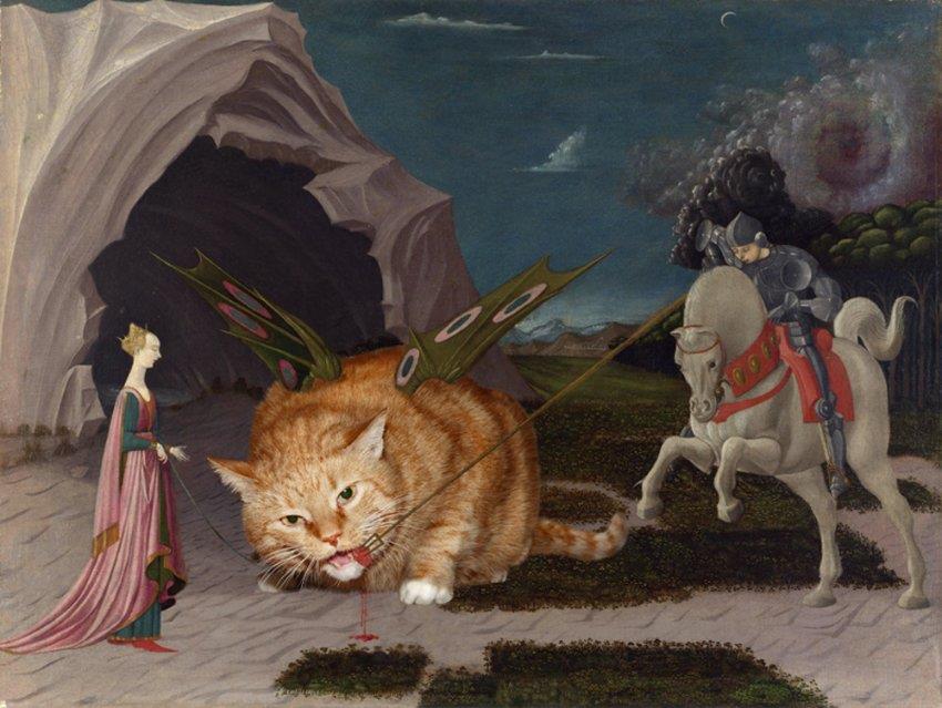Esperimento di Svetlana Petrova dove il suo gatto entra nelle opere d'arte