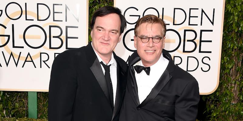 Quentin Tarantino e Aaron Sorkin sul red carpet dei Golden Globes 2016