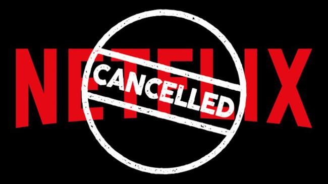Il logo di Netflix coperto dalla scritta "cancellato" Il logo di Netflix cancellato