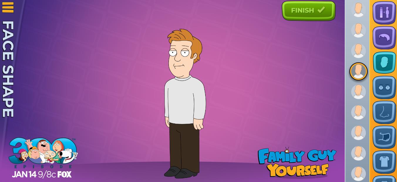 Family Guy Youself: la schermata principale.