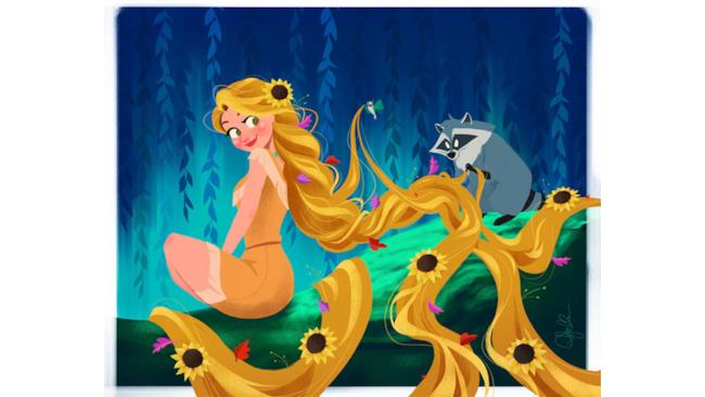 Rapunzel nel villaggio di Pochaontas