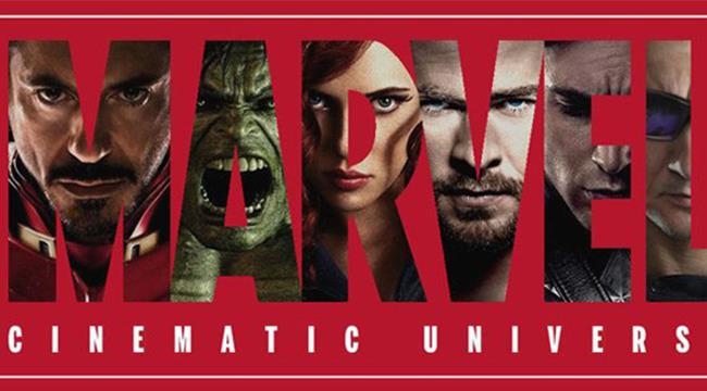 Il logo Marvel con i protagonisti Il testo "Marvel" con i protagonisti