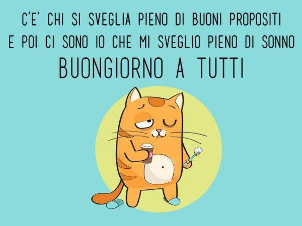 La vignetta di uguri di buona giornata con un gatto