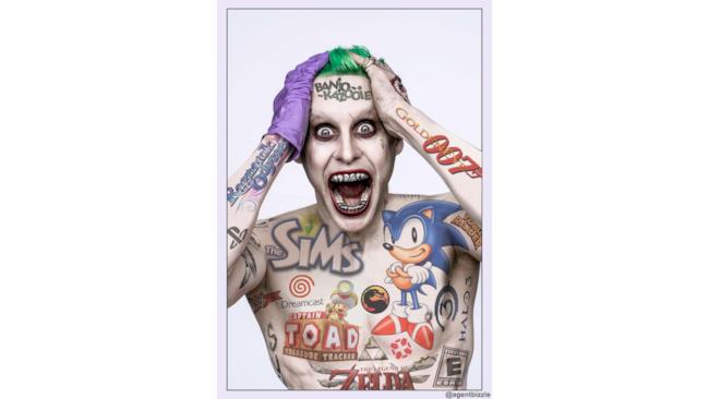 Joker ricoperto di tatuaggi dei videogiochi