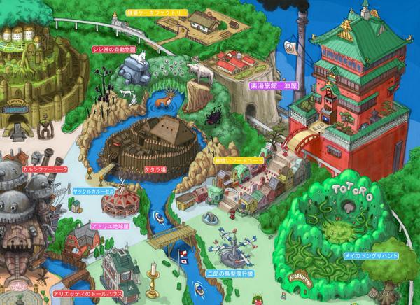 Un particolare della mappa di Ghibli Land