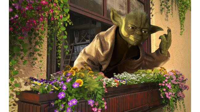 Yoda fa dito medio durante una vacanza