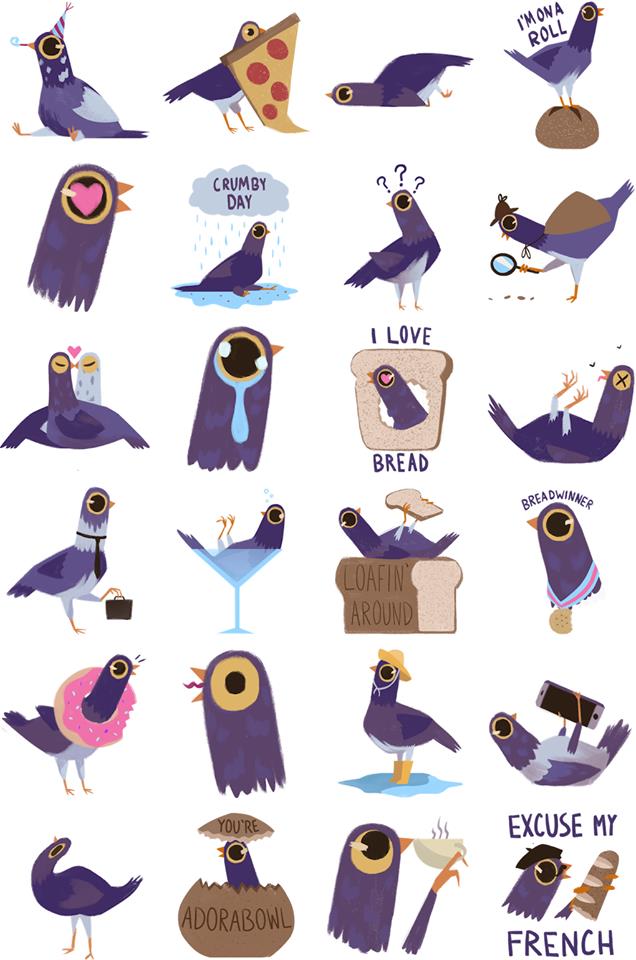 tutte le emoji del piccione viola