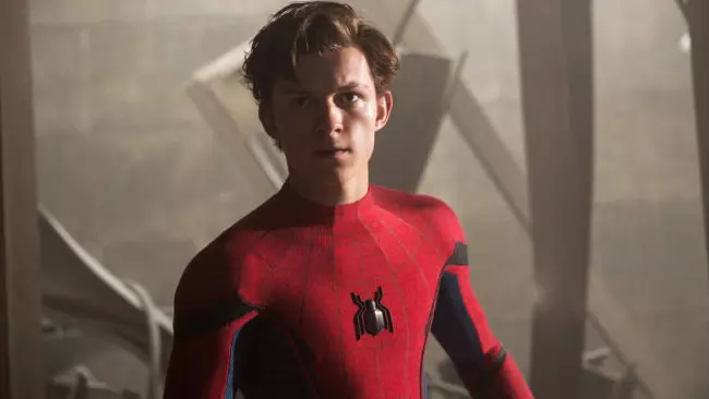 spiderman Tom Holland sul set del film Spider-Man.
