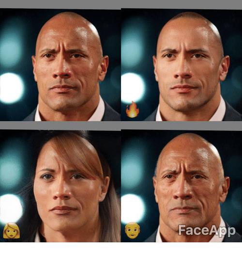 The Rock modificato con FaceApp