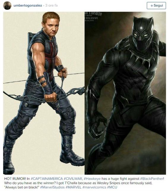 Occhio di Falco potrebbe combattere contro Pantera Nera in Civil War
