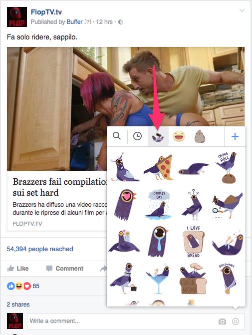 immagine che spiega come abilitare i piccioni viola su Facebook