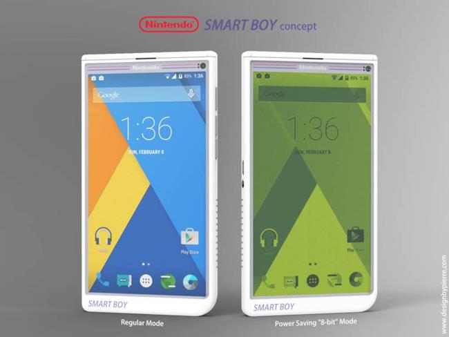 Lo smartphone Nintendo in modalità regolare e 8-bit