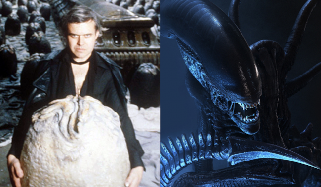 H.R. Giger con l'iconico Alien da lui ideato H.R. Giger e Alien