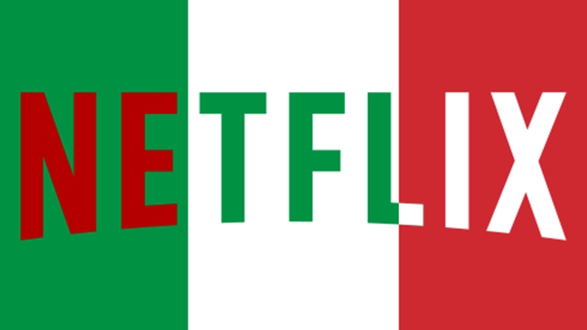 Il logo Netflix sulla bandiera italiana L'immagine del logo di Netflix sul tricolore