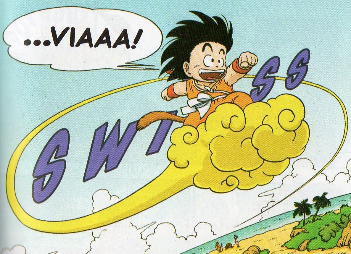 Goku sulla sua celebre Nuvola Speedy.