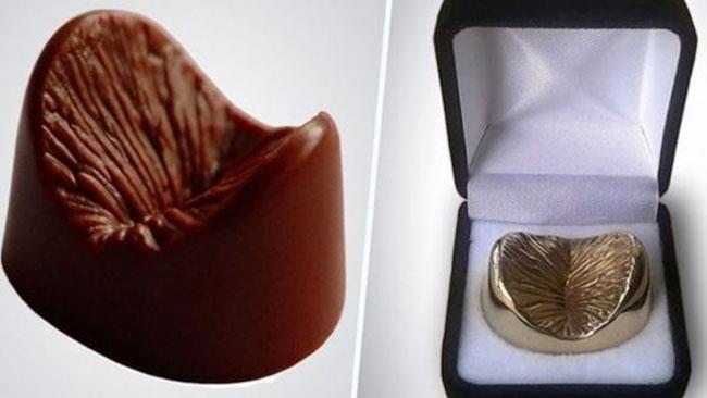 Il calco del tuo ano di cioccolato: idea regalo dell'anno Il calco del tuo ano di cioccolato a sinistra, di bronzo a destra