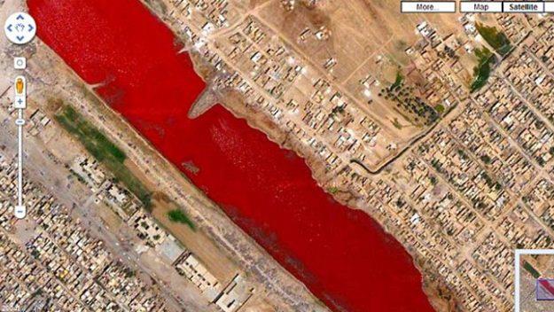 Il lago di sangue visto da Google