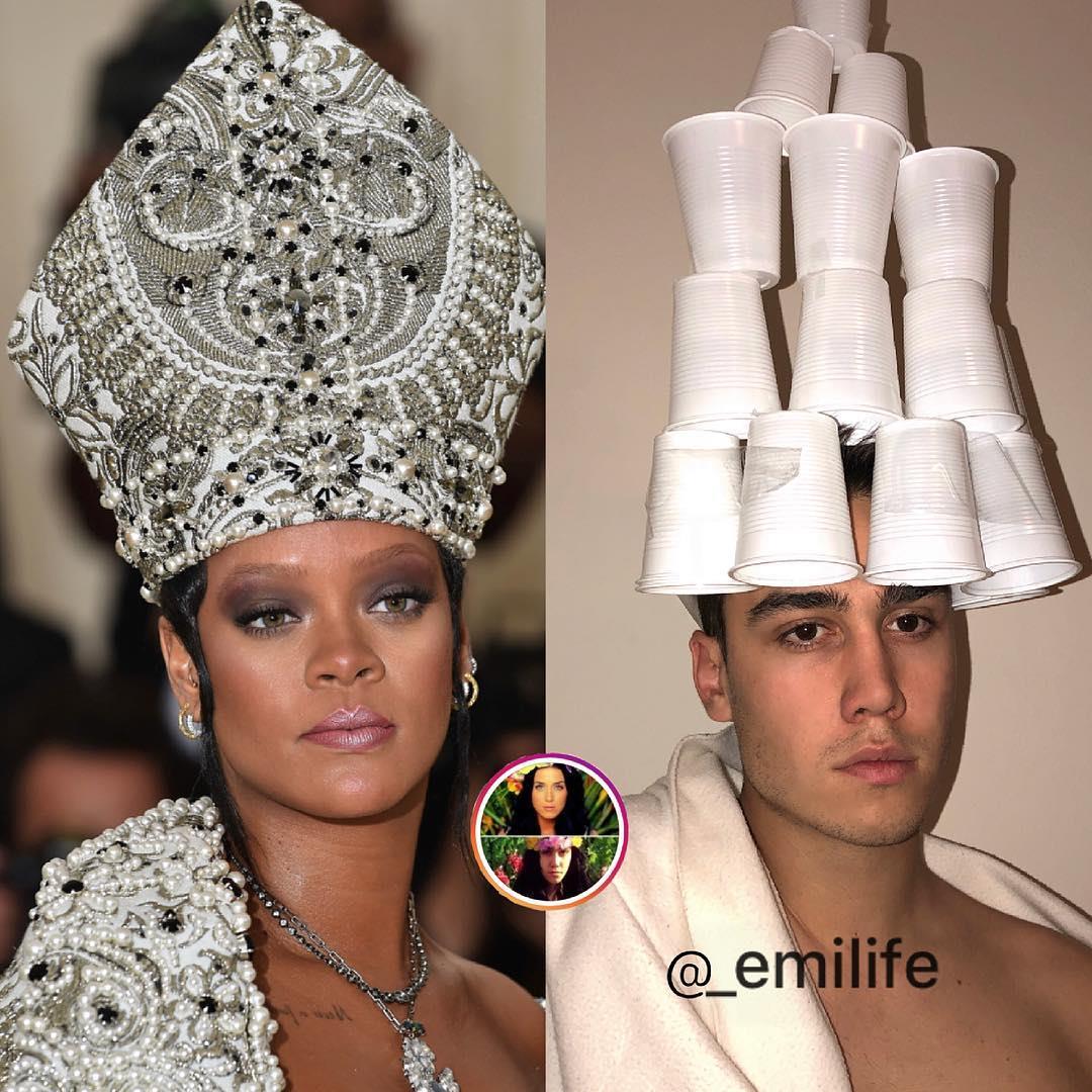 Emilife fa una parodia del cappello di Rihanna con i bicchieri