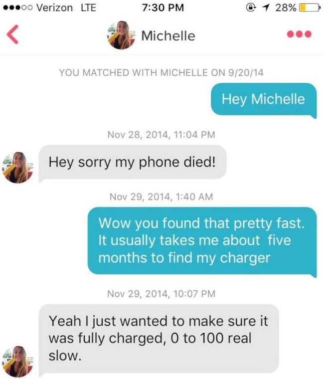 Una parte della conversazione che i due giovani hanno intrattenuto su Tinder.
