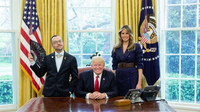 Nikos Giannopoulos con Donald Trump e Melania Trump, Melania e Nikos Giannopoulos