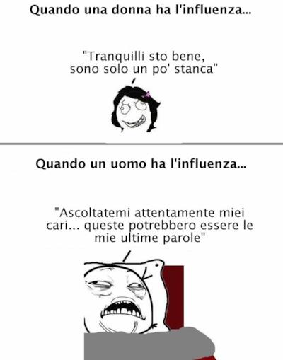 Un meme sugli uomini con l'influenza