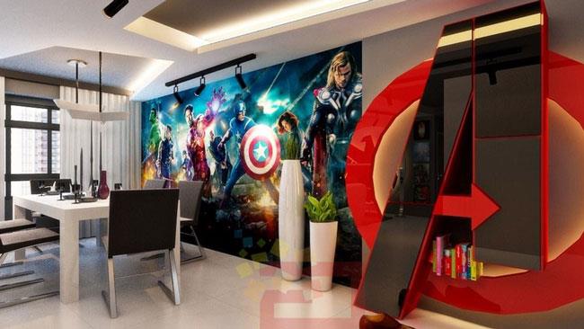 L'appartamento a tema Avengers La sala a tema Avengers