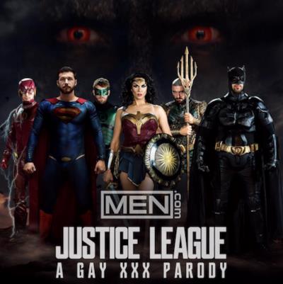 la locandina della parodia xxx gay di Justice League