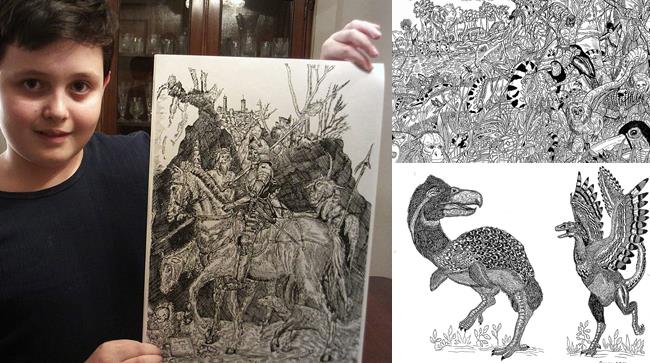 Bambino prodigio che disegna come un vero artista Un bambino serbo a 11 anni è già maestro d'arte