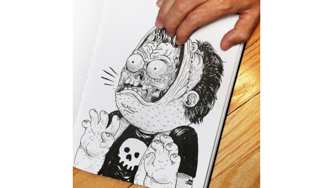 Illustrazione in cui il disegnatore "spella" il suo personaggio