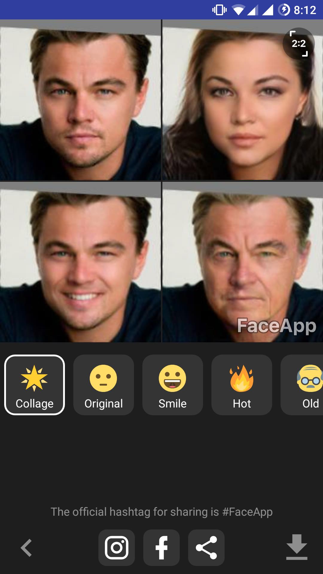 Leonardo DiCaprio modificato con FaceApp