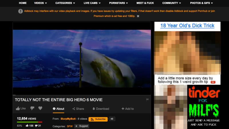 la pagina web di pornhub dove vedere Big Hero 6
