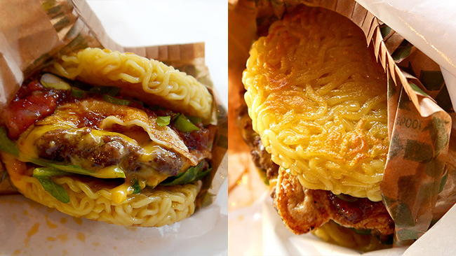 Gli Inside Out Burger sono burger con dei noodles al posto del pane I gustosi Inside Out Burger coi noodle al posto del pane