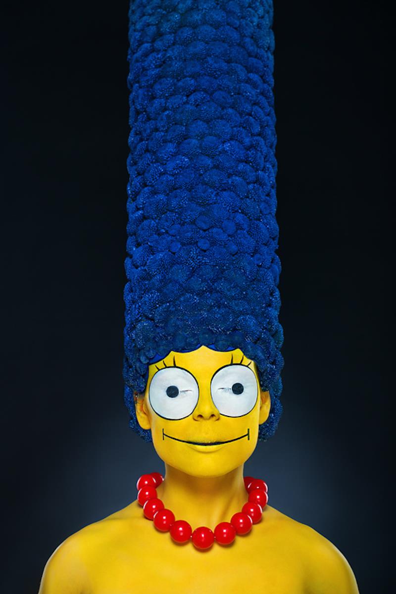 Modella truccata da Marge Simpson
