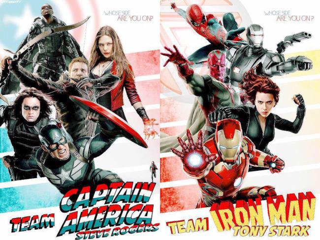 Le due fazioni di Capitan America: Civil War