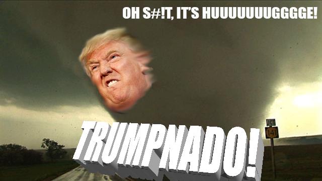 Trump fuso ad un tornado
