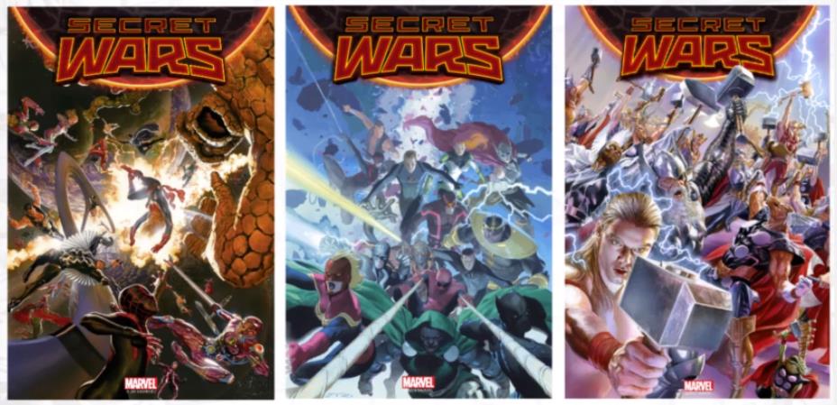 Le cover dei primi 3 numeri di Secret Wars
