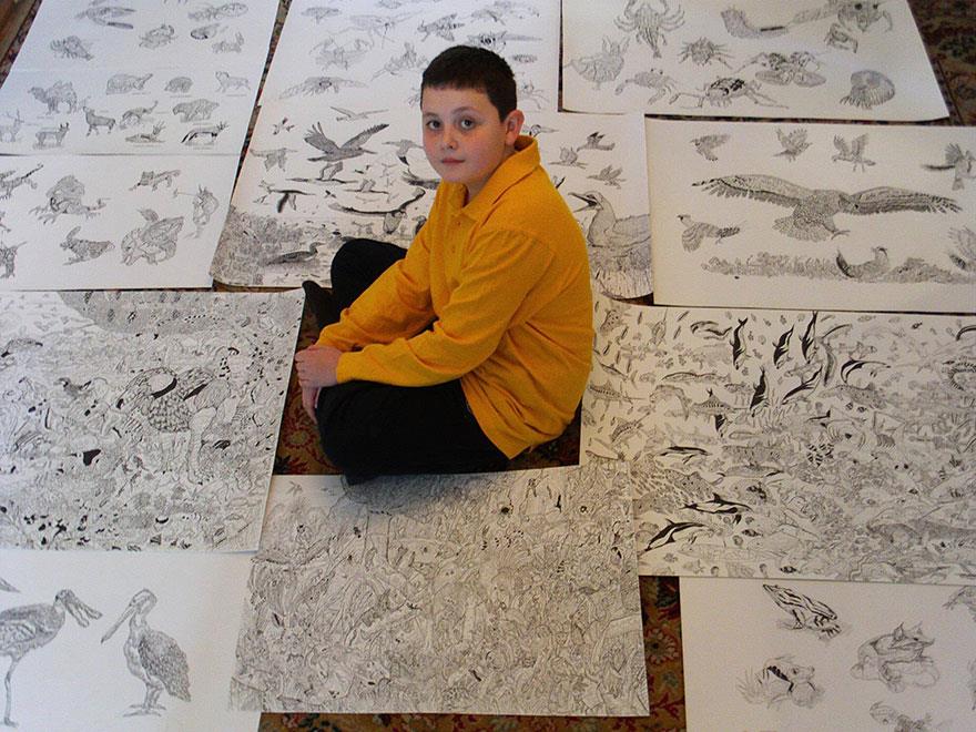 Enfant prodige che disegna veramente bene