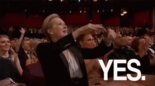 Meryl Streep urla yes agli Oscar- GIF di reazione ai commenti, le più divertenti da usare su Whatsapp e Facebook