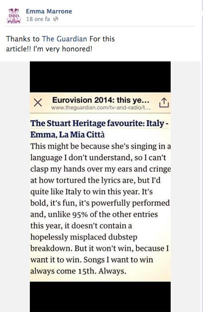 Post di Emma Marrone su Facebook