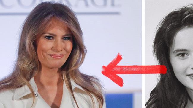 Melania Trump Un'immagine di Melania Trump adesso e da giovane