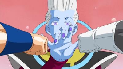 Whis si scontra con Goku e Vegeta